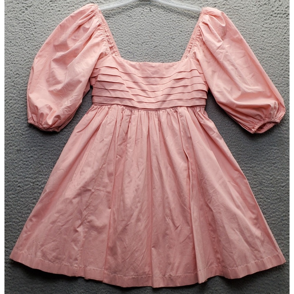 Abercrombie & Fitch Babydoll Dress Womens XS Pink Balloon Sleeve Square Neck